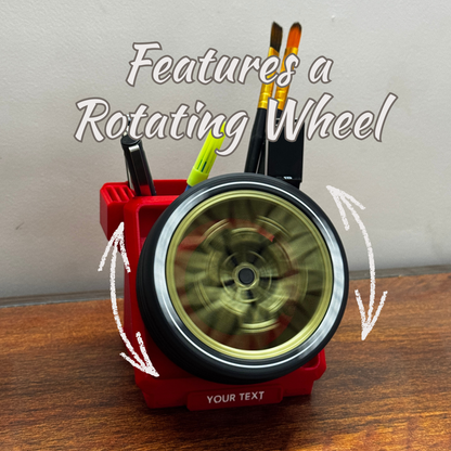 Spinning BMW M4 CSL Wheel Pen Stand - Rotating Eco-Friendly Fidget Organizer