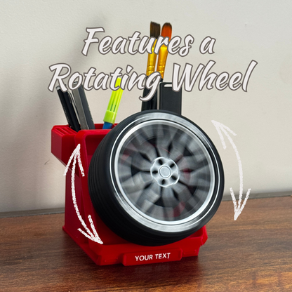 Spinning Audi R8 Wheel Pen Stand - Rotating Eco-Friendly Fidget Organizer