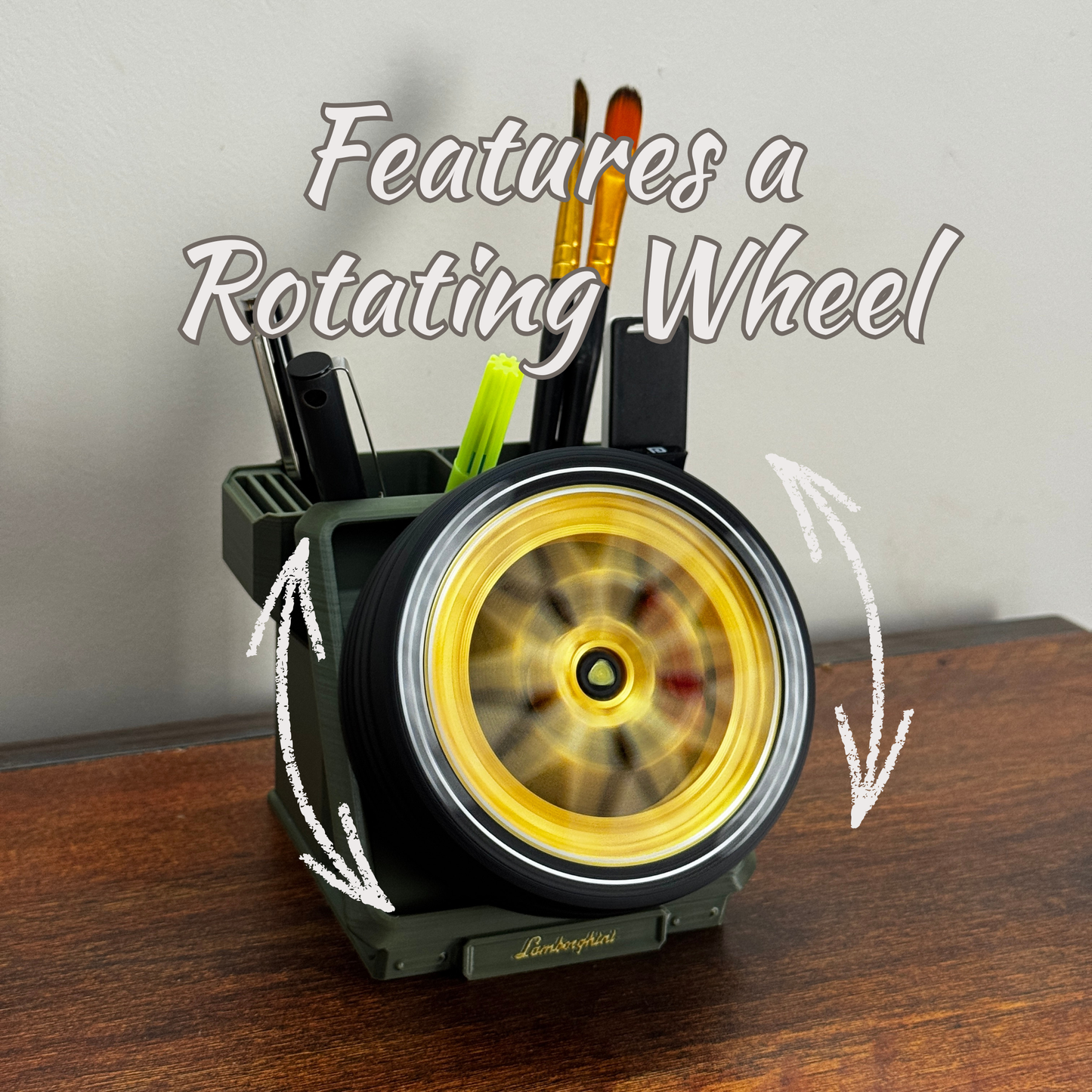 Customizable Wheel Pen Stand - Lamborghini Sian | Fidget Wheel Pen Stand