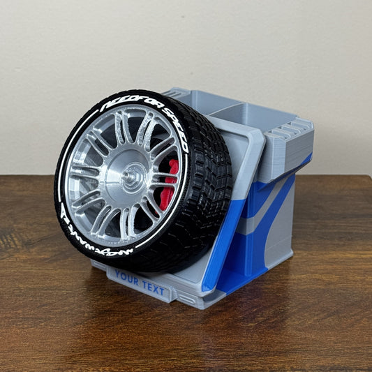 Spinning BMW M3 GTR - NFS Most Wanted Wheel Pen Stand - Rotating Eco-Friendly Fidget Organizer