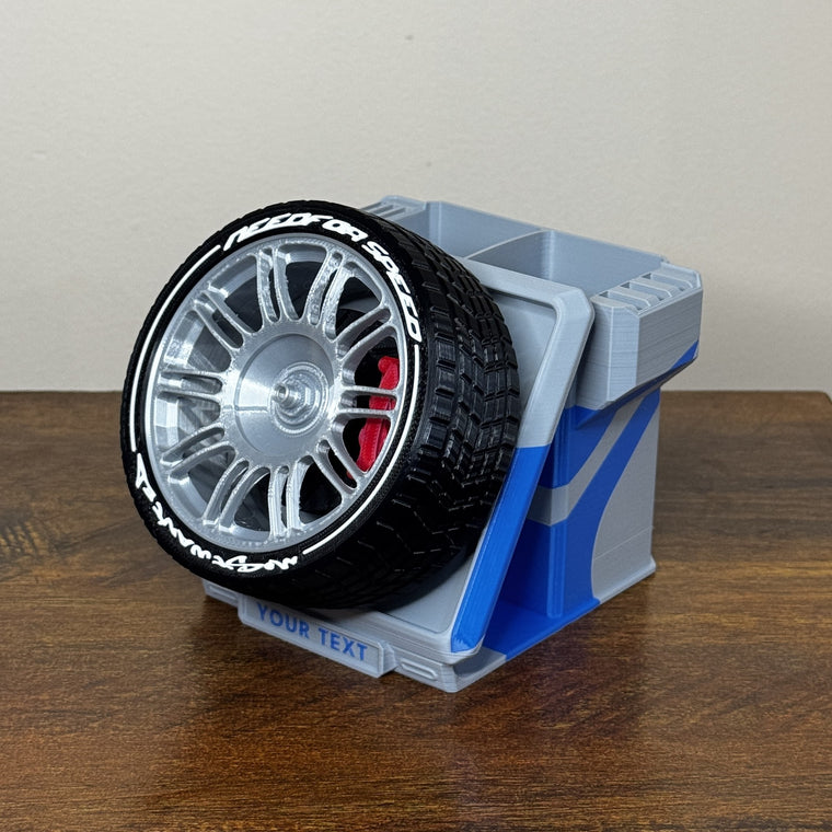Spinning BMW M3 GTR - NFS Most Wanted Wheel Pen Stand - Rotating Eco-Friendly Fidget Organizer