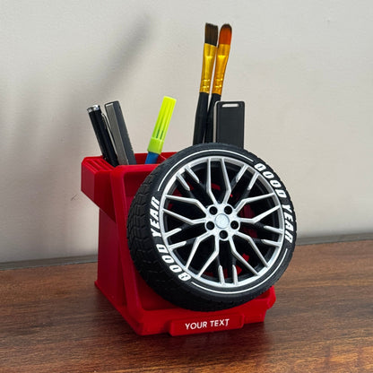 Spinning Audi R8 Wheel Pen Stand - Rotating Eco-Friendly Fidget Organizer
