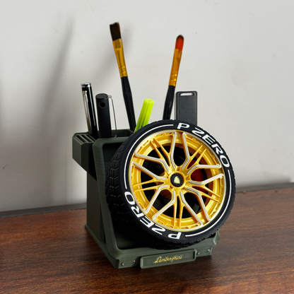 Spinning Lamborghini Sian Wheel Pen Stand - Rotating Eco-Friendly Fidget Organizer