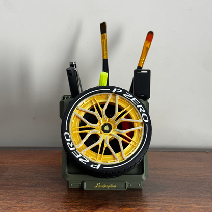 Spinning Lamborghini Sian Wheel Pen Stand - Rotating Eco-Friendly Fidget Organizer