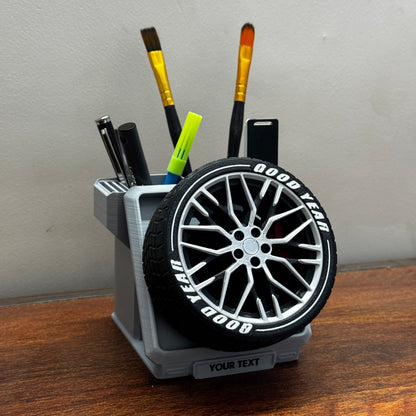 Spinning Audi R8 Wheel Pen Stand - Rotating Eco-Friendly Fidget Organizer