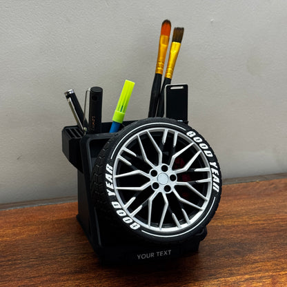 Spinning Audi R8 Wheel Pen Stand - Rotating Eco-Friendly Fidget Organizer